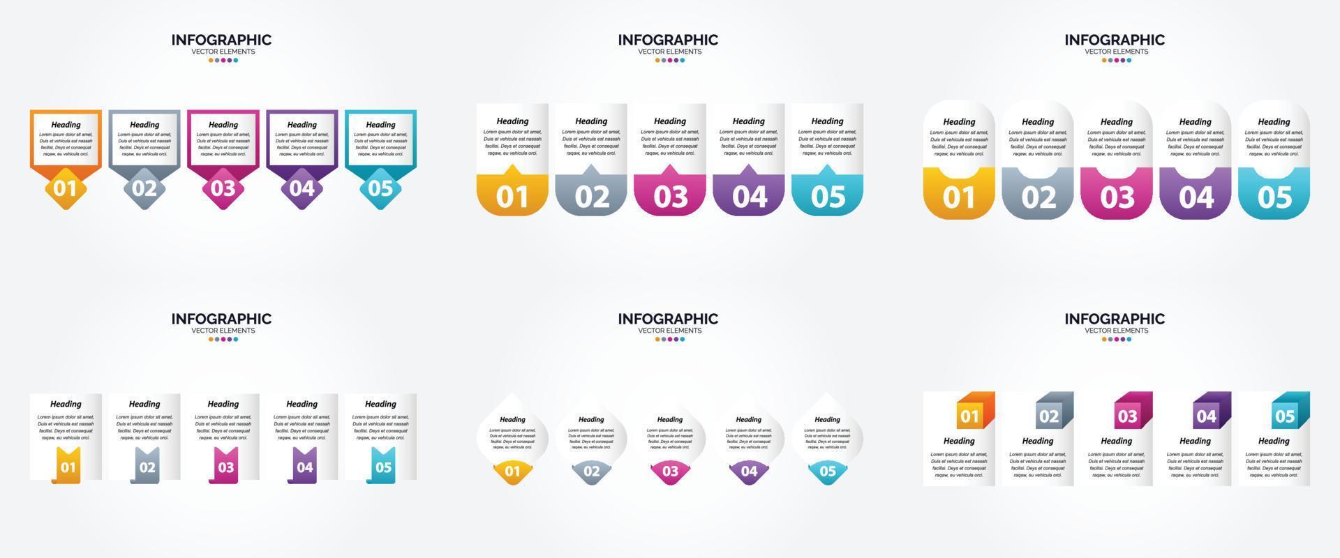 conjunto de design plano de infográficos de ilustração vetorial para folheto publicitário e revista vetor