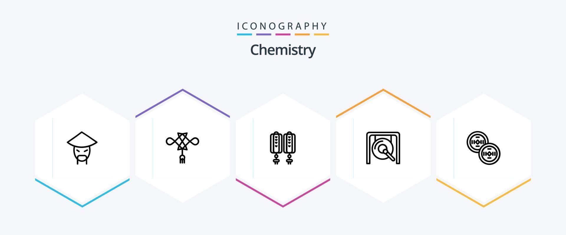 pacote de ícones de 25 linhas de química, incluindo ano novo. novo. ano Novo. chinês. decoração vetor