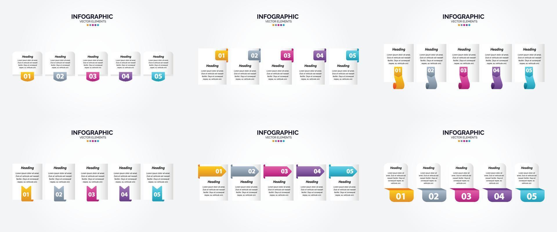 conjunto de design plano de infográficos de ilustração vetorial para folheto publicitário e revista vetor