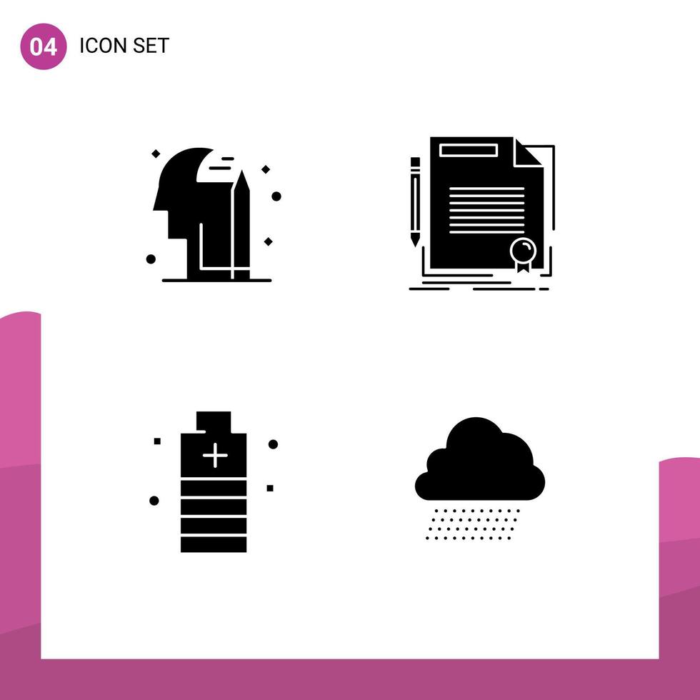 conjunto de 4 ícones de interface do usuário modernos símbolos sinais para educação acordo de energia documento poder editável elementos de design vetorial vetor