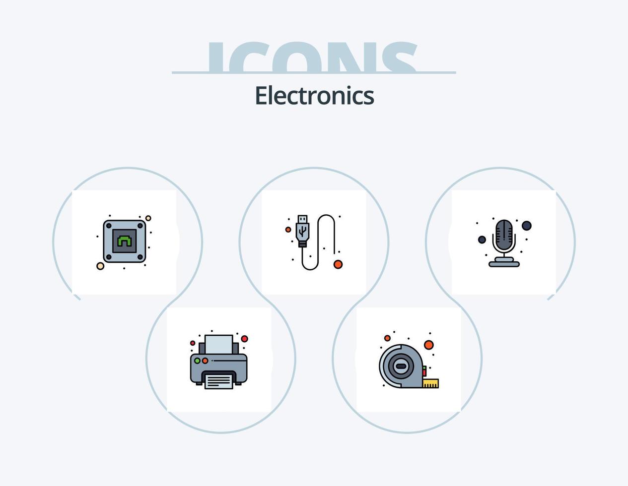 linha eletrônica cheia de ícones pack 5 design de ícones. . . tábua. teclado. computador vetor