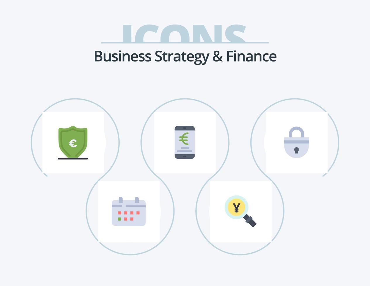 estratégia de negócios e finanças ícone plano pack 5 design de ícones. on-line. Forma de pagamento. procurar. Móvel. escudo vetor
