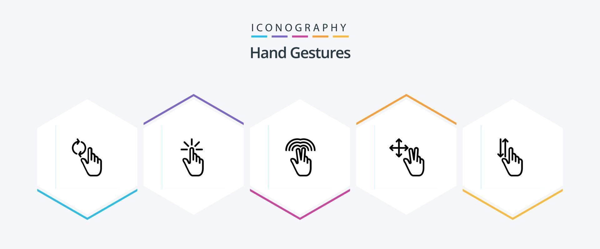 gestos com as mãos pacote de ícones de 25 linhas, incluindo dedo. gesto. mão. dedo. mão vetor