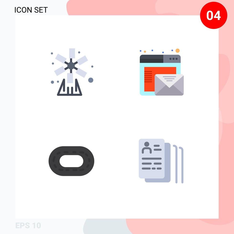grupo de símbolos de ícone universal de 4 ícones planos modernos de agricultura estádio natureza e-mail esteira editável elementos de design vetorial vetor