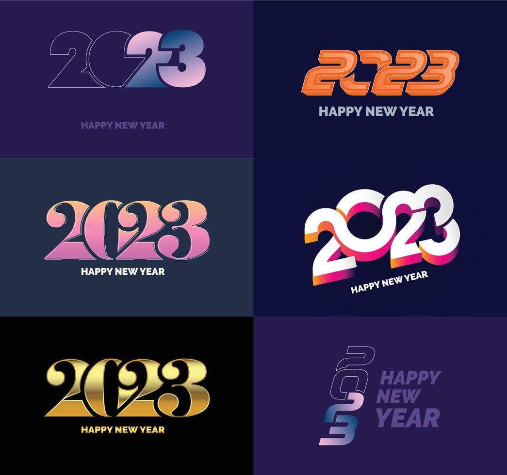 grande conjunto de design de texto de logotipo de feliz ano novo de 2023 modelo de design de número de 2023 vetor