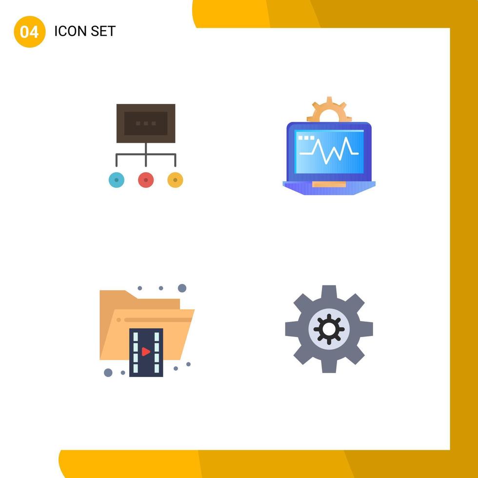 4 conceito de ícone plano para sites móveis e aplicativos, plano de gráfico de computador de rede, elementos de design de vetores editáveis