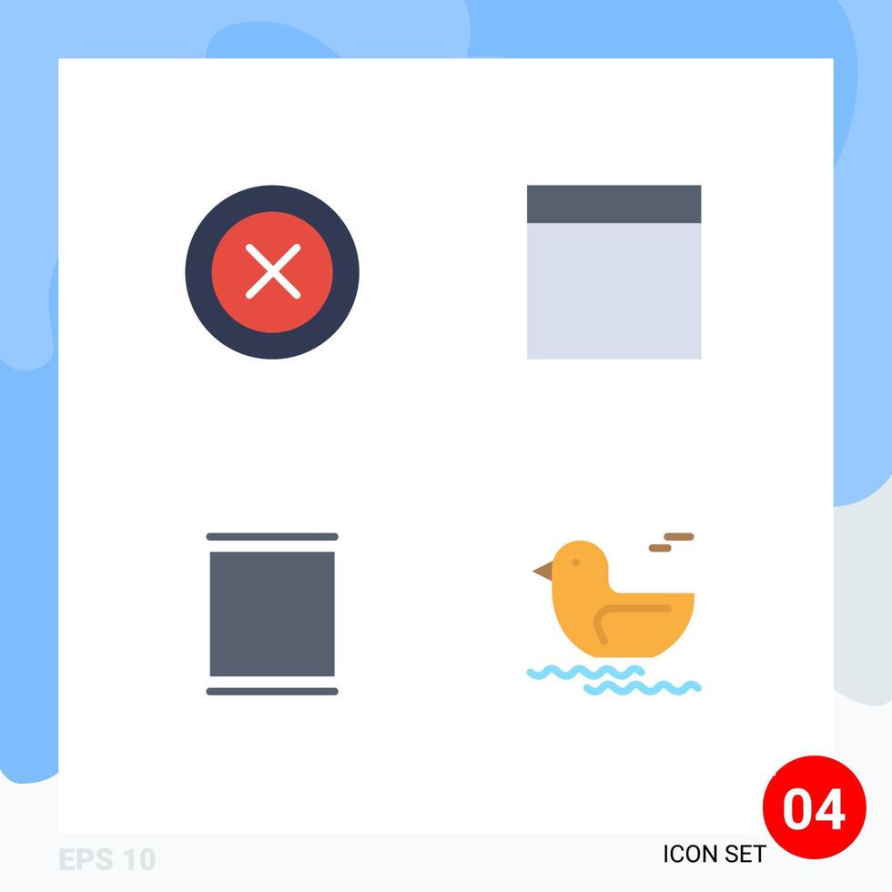 pacote de 4 sinais e símbolos de ícones planos modernos para mídia impressa na web, como layout, cronograma, galeria, wireframe, rio, elementos de design vetorial editáveis vetor