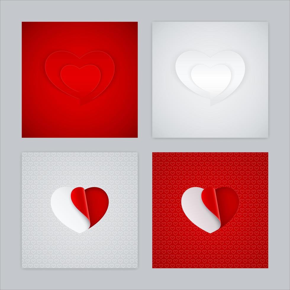 formas de coração, corte de papel, adesivos, conjunto de design de conceito de amor vetor