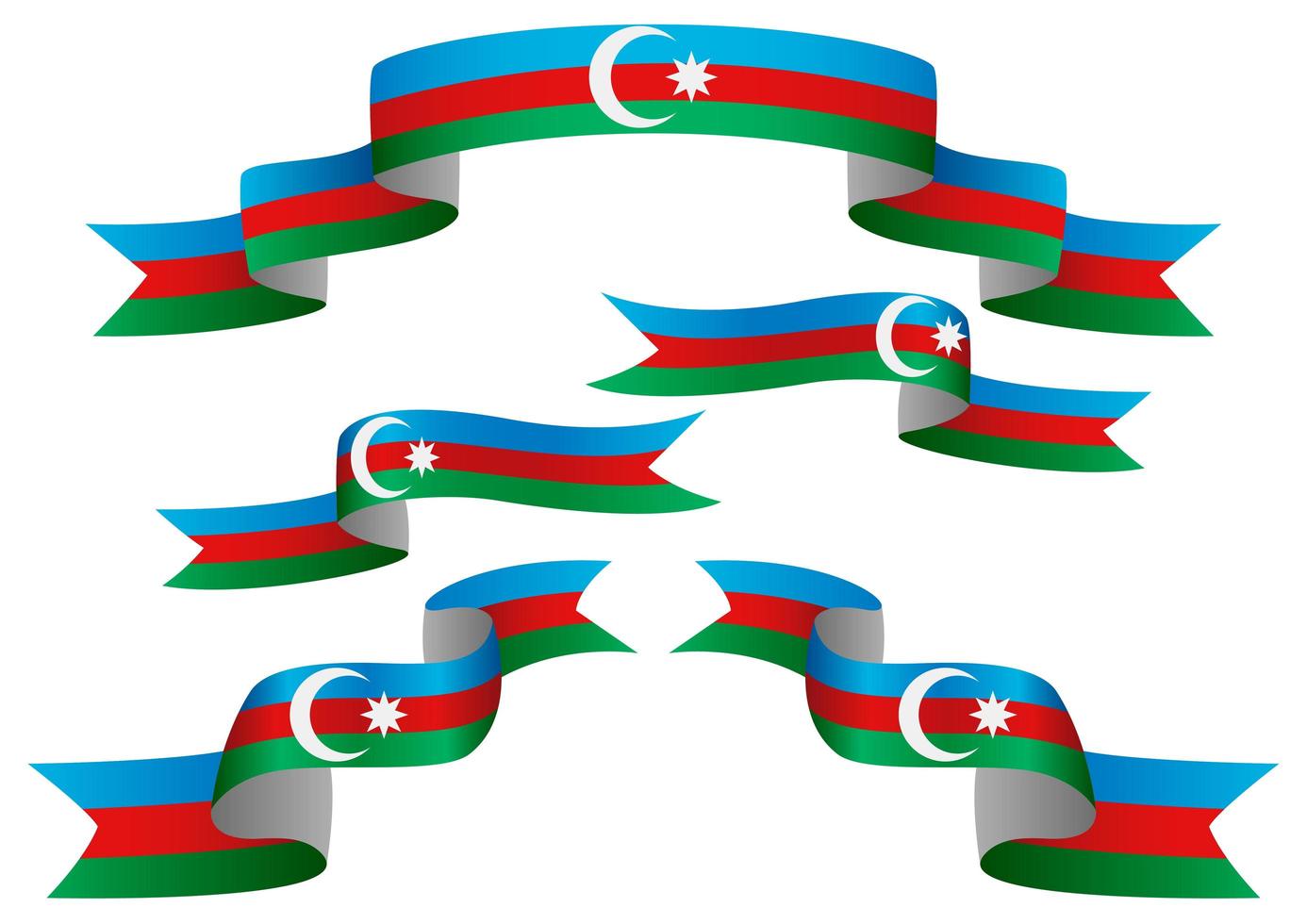 conjunto de fita da bandeira do azerbaijão vetor