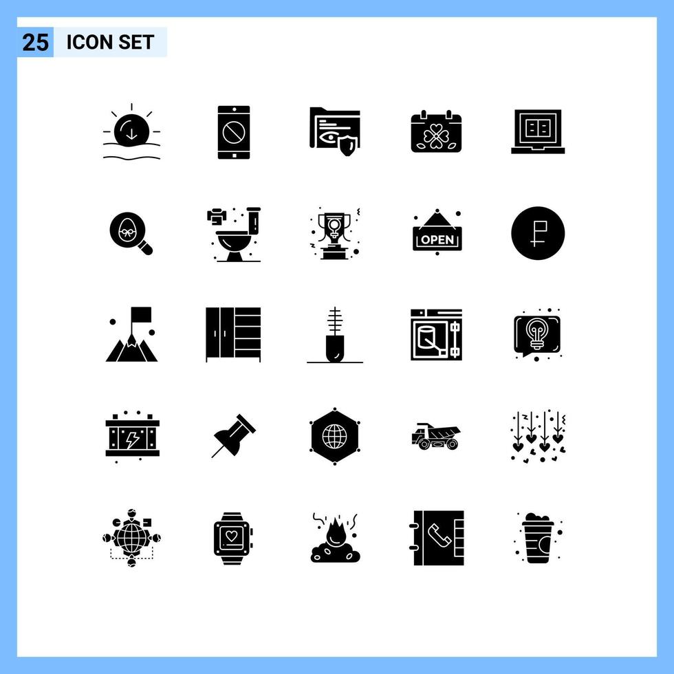 pacote de ícones de vetores de ações de 25 sinais e símbolos de linha para pasta patricks de educação trevo de folhas elementos de design de vetores editáveis
