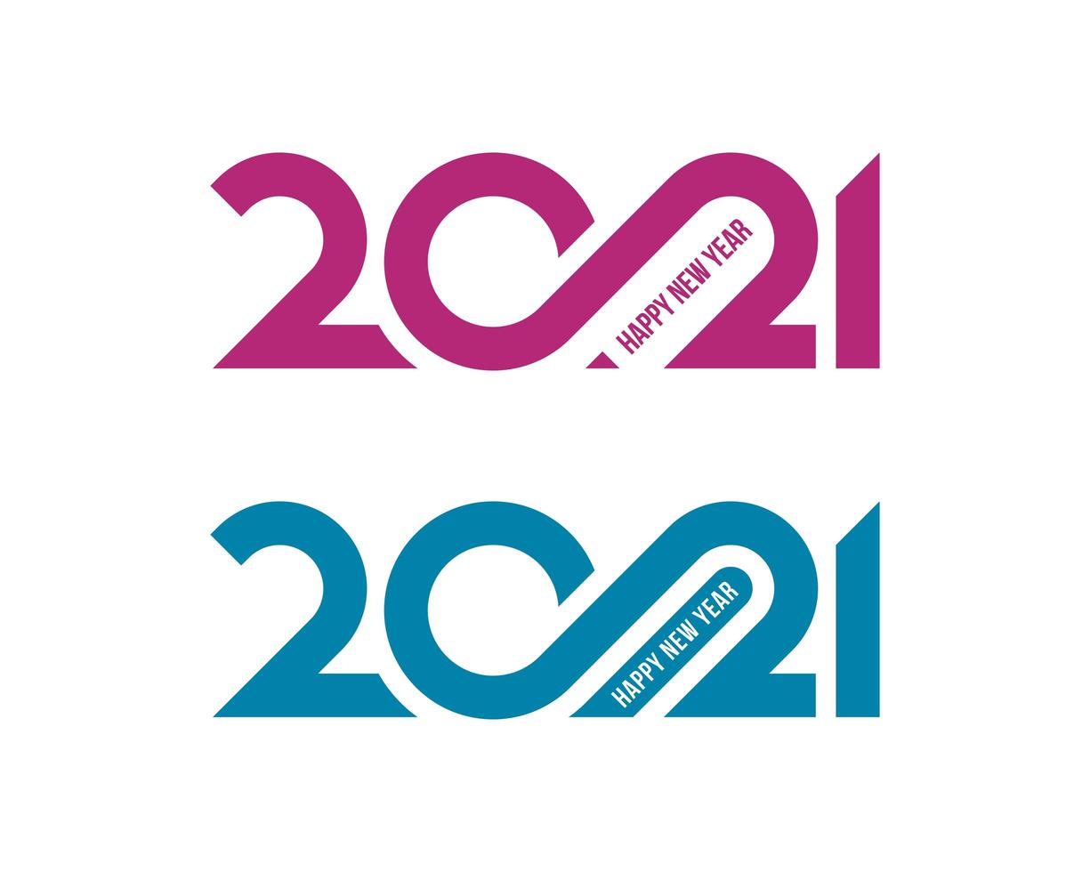 letras mínimas de 2021 números feliz ano novo vetor