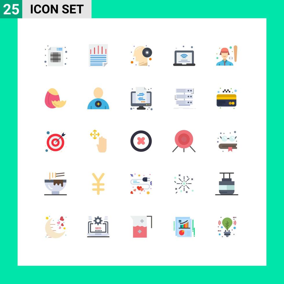 pacote de interface do usuário de 25 cores planas básicas de disco iot de beisebol internet das coisas elementos de design de vetores editáveis para laptop