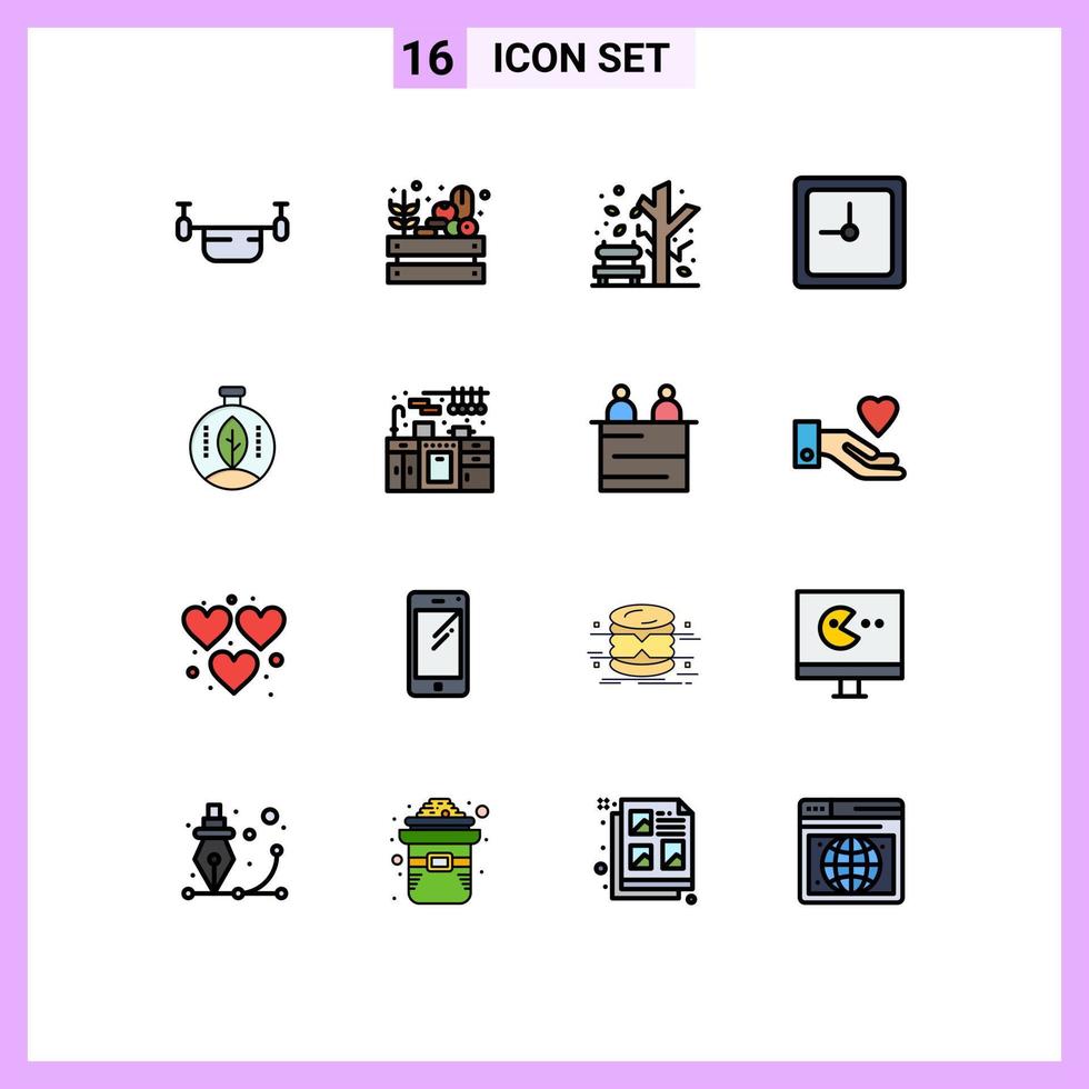 16 ícones criativos, sinais e símbolos modernos de inovação, tempo de colheita, data, árvore, elementos de design de vetores criativos editáveis