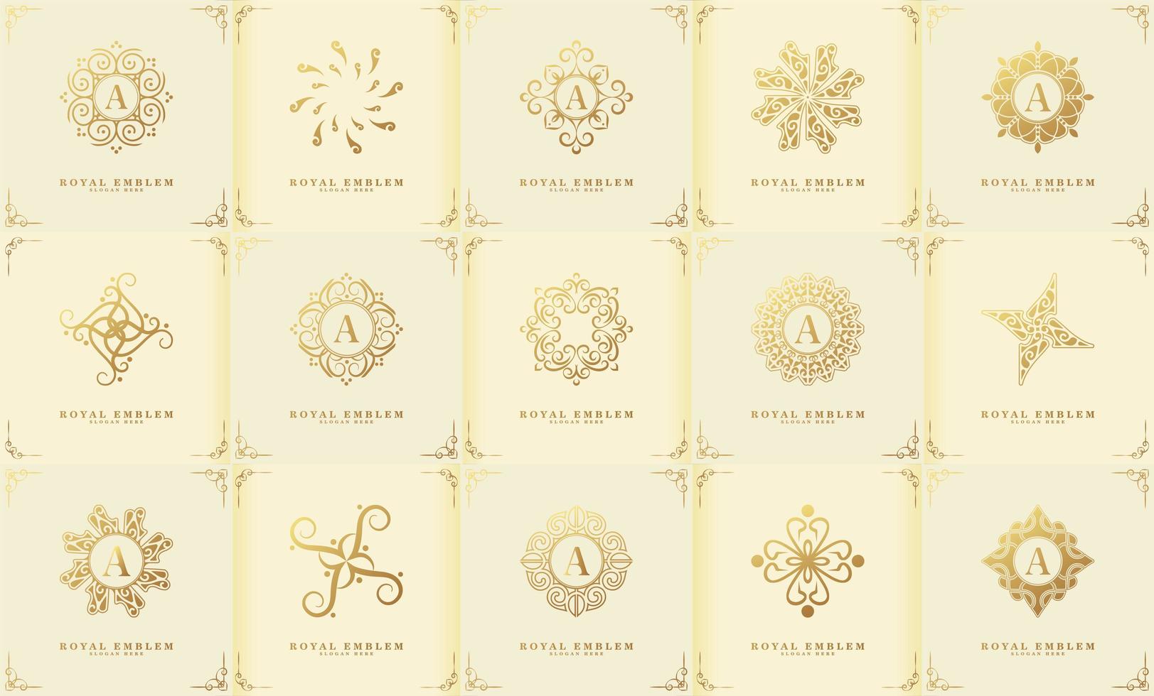 uma coleção de ornamentos de logotipo de mandala de luxo de estilo clássico vetor