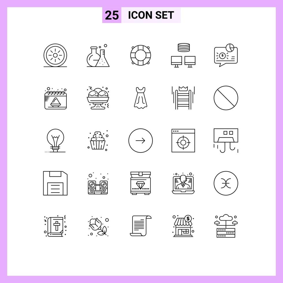 conceito de 25 linhas para sites móveis e aplicativos, gráfico de pagamento, comunicação de salva-vidas, sincronização, elementos de design vetoriais editáveis vetor