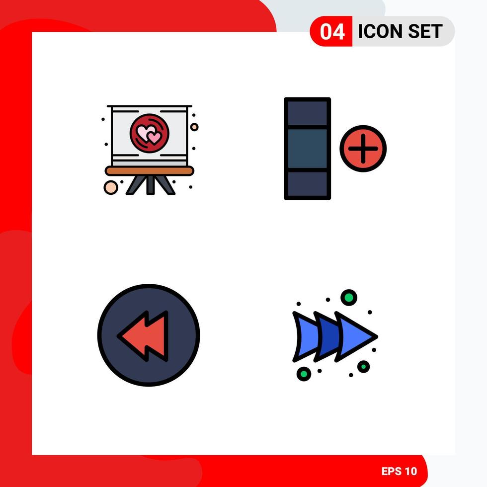 4 ícones criativos, sinais modernos e símbolos de mesa de romance de seta de coração, elementos de design de vetores editáveis à direita