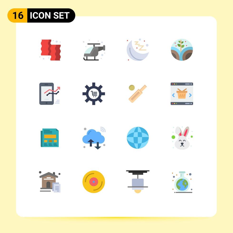 pacote de interface do usuário de 16 cores planas básicas do gráfico móvel ajuda o pacote editável do ambiente agrícola de elementos de design de vetores criativos