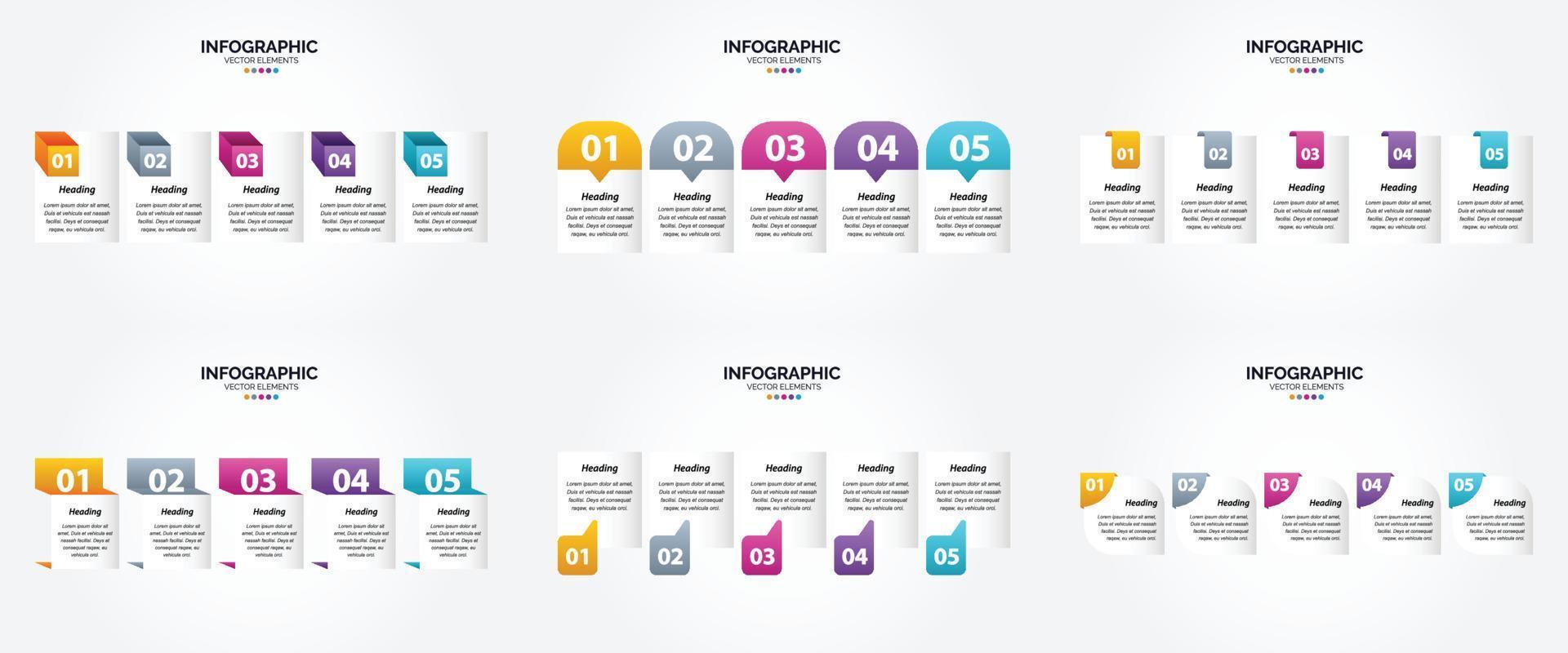 conjunto de design plano de infográficos de ilustração vetorial para folheto publicitário e revista vetor