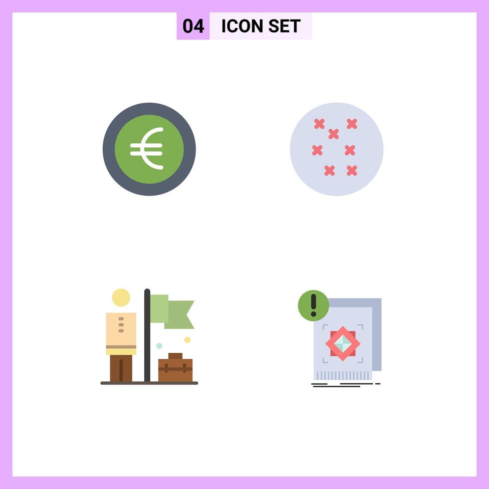 pacote de linha vetorial editável de 4 ícones planos simples de moeda ponto cruz padrão empresário informações elementos de design vetorial editável vetor