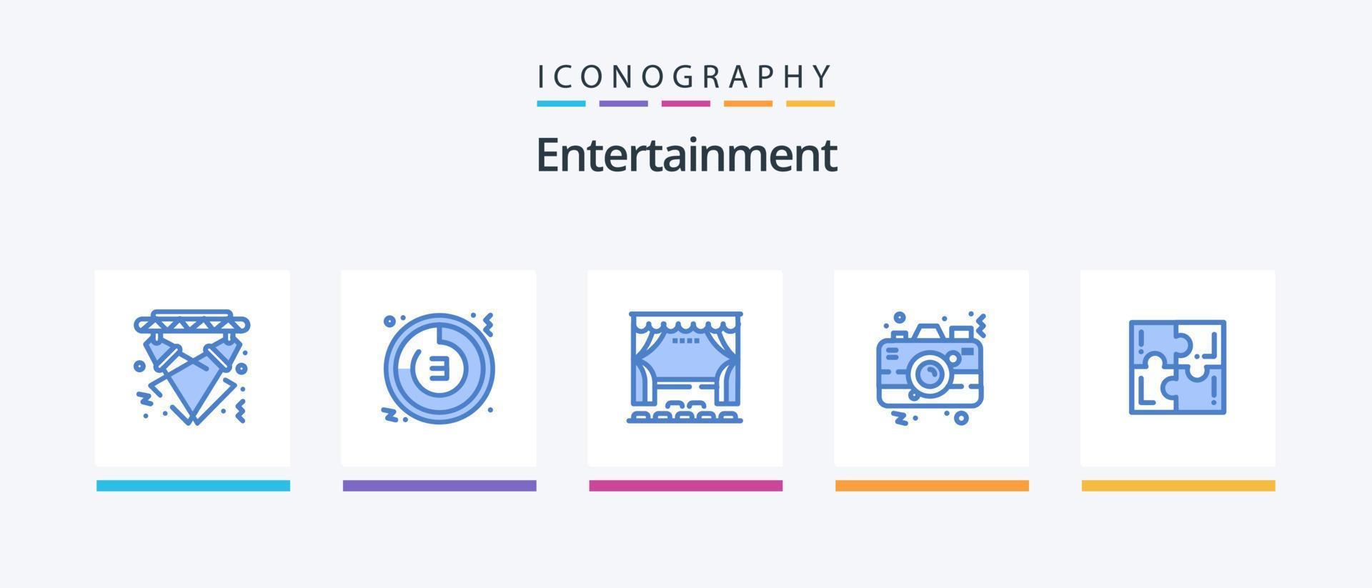 pacote de ícones azul 5 de entretenimento, incluindo foto. Câmera. relógio. entretenimento. palco. design de ícones criativos vetor