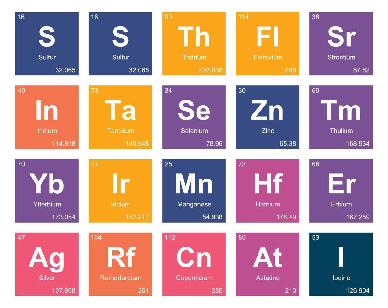 20 tabela periódica do design do pacote de ícones de elementos vetor