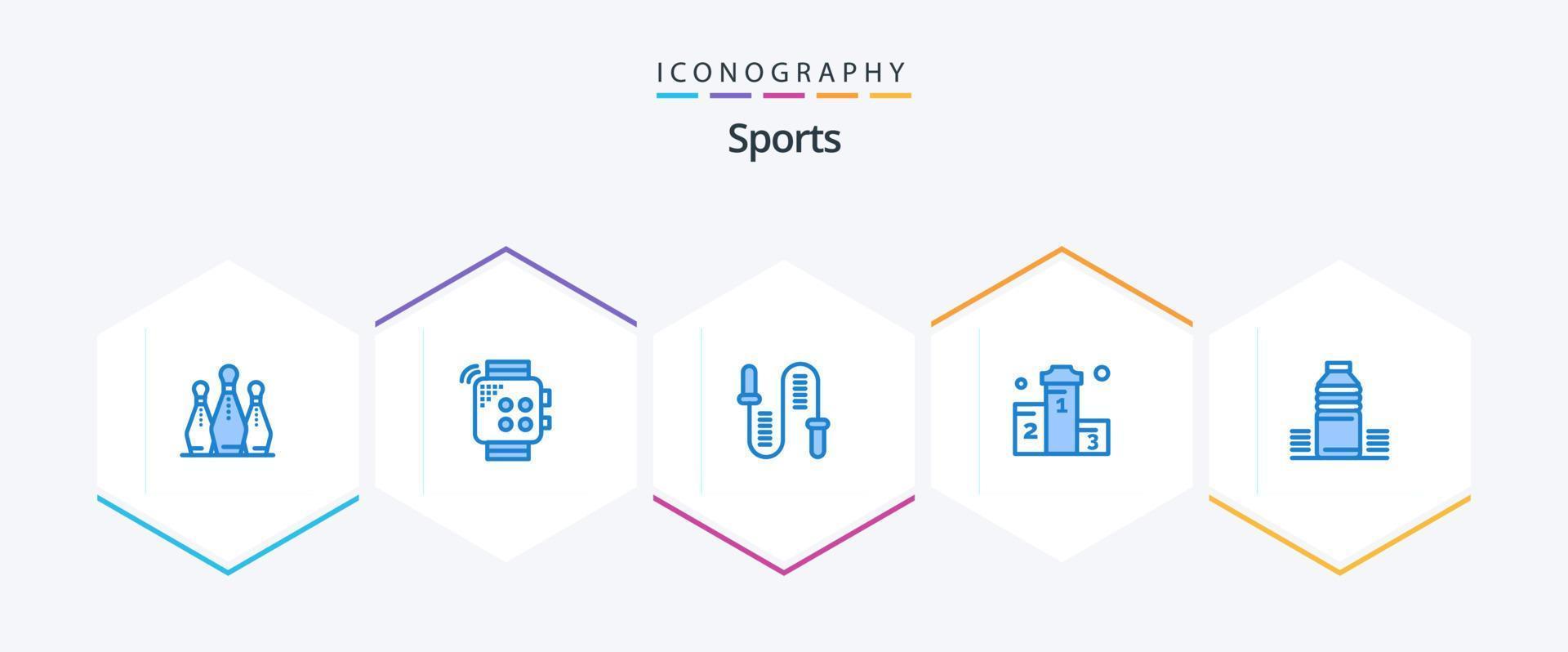 pacote de ícones do esporte 25 azul, incluindo vitória. prêmio. mão. esporte. ginástica vetor