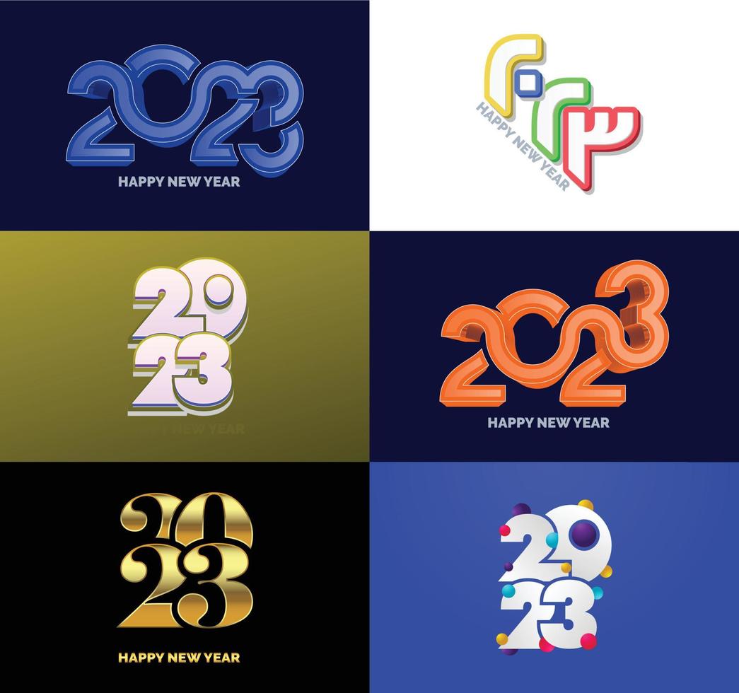 grande conjunto de design de texto de logotipo de feliz ano novo de 2023 modelo de design de número de 2023 vetor