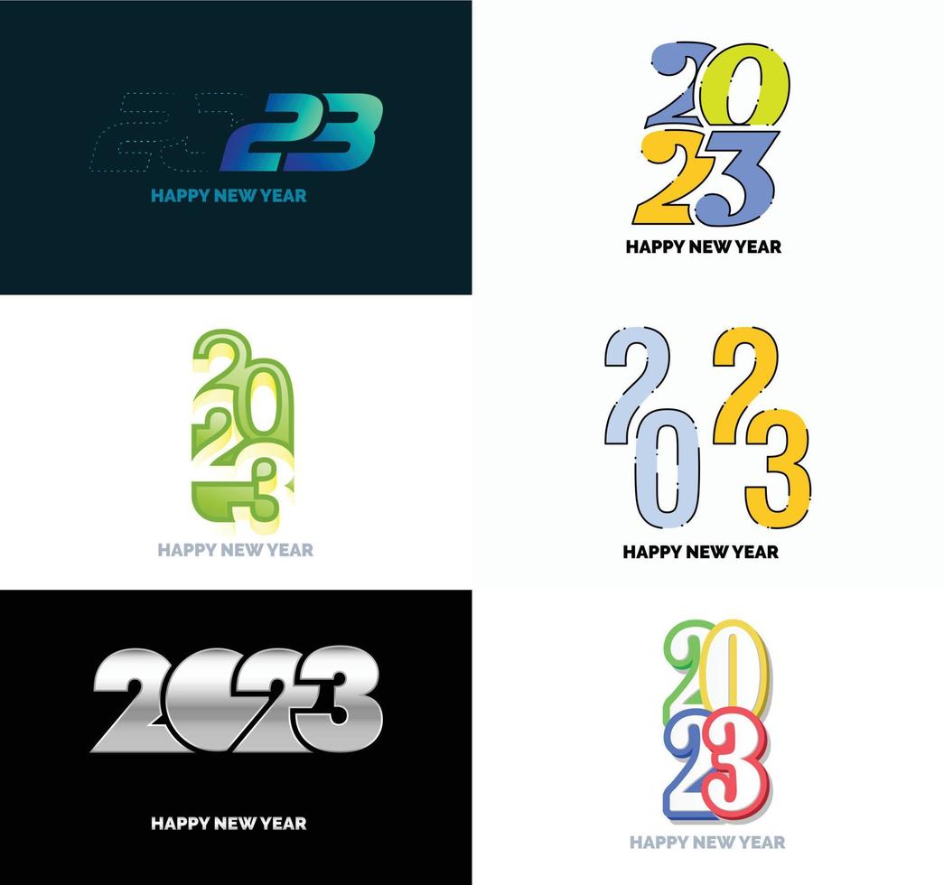 grande conjunto de design de texto de logotipo de feliz ano novo de 2023 modelo de design de número de 2023 vetor