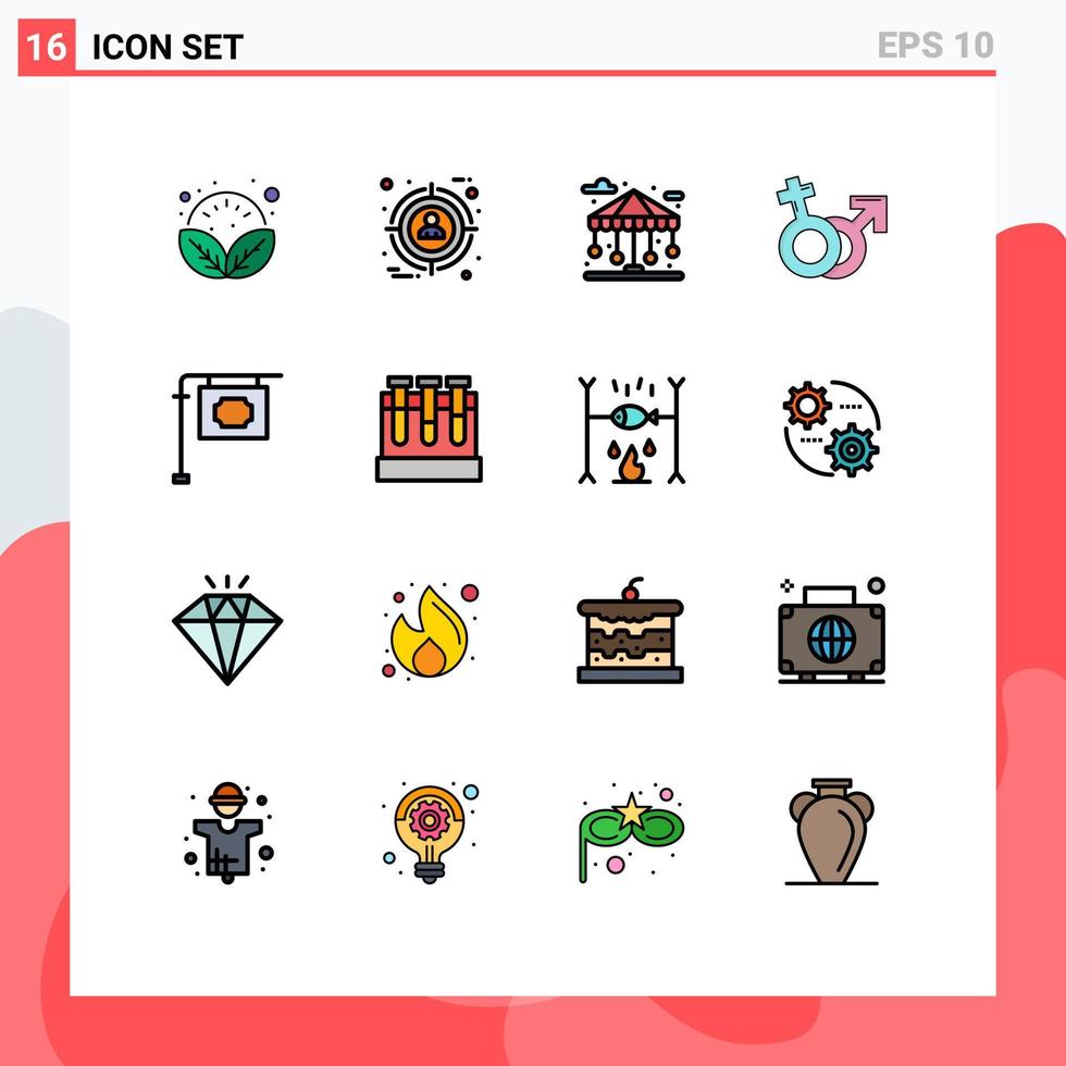conjunto de 16 sinais de símbolos de ícones de interface do usuário modernos para sinal construção masculina marte elementos de design de vetor criativo editáveis
