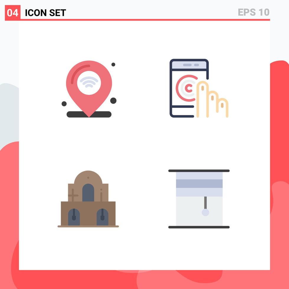 4 conceito de ícone plano para sites móveis e suporte de localização de aplicativos iot contato elementos de design de vetores editáveis de natal