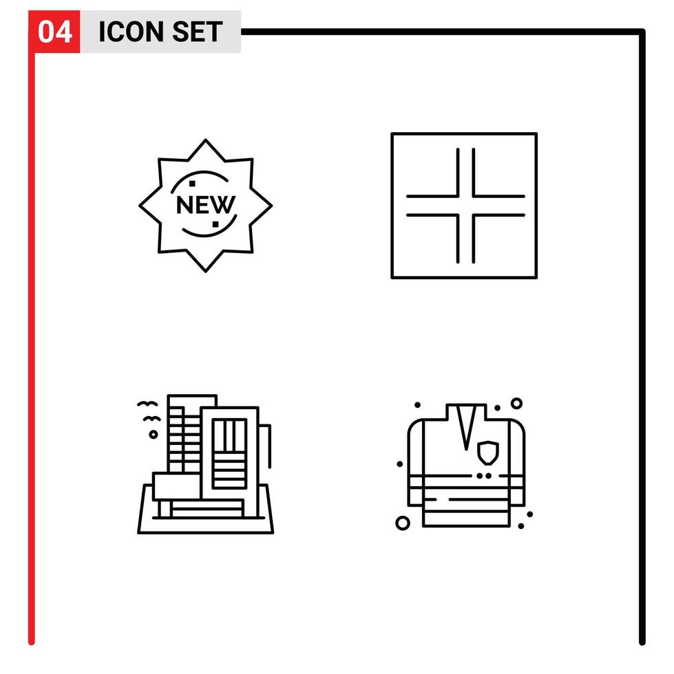 conjunto moderno de pictograma de 4 cores planas de linha preenchida do novo crachá de construção pequenos elementos de design de vetores editáveis em casa