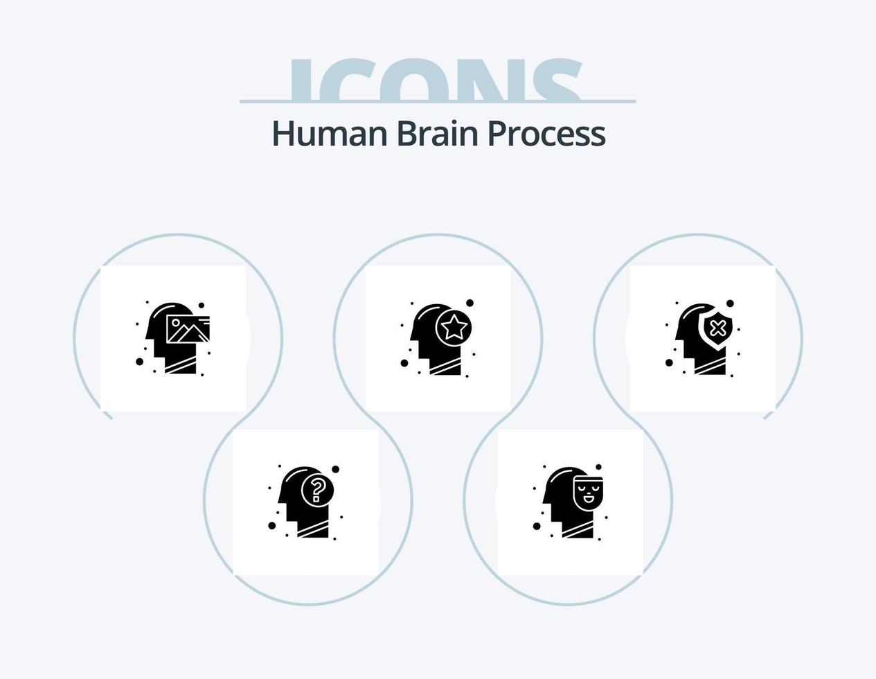 cérebro humano processo glifo ícone pack 5 design de ícone. Estrela. humano. cara. cabeça. pensando vetor