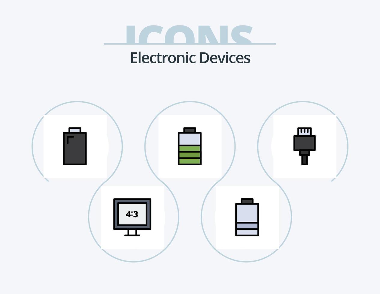 linha de dispositivos cheia de ícone pack 5 design de ícone. . USB. foto. armazenar. dispositivos vetor