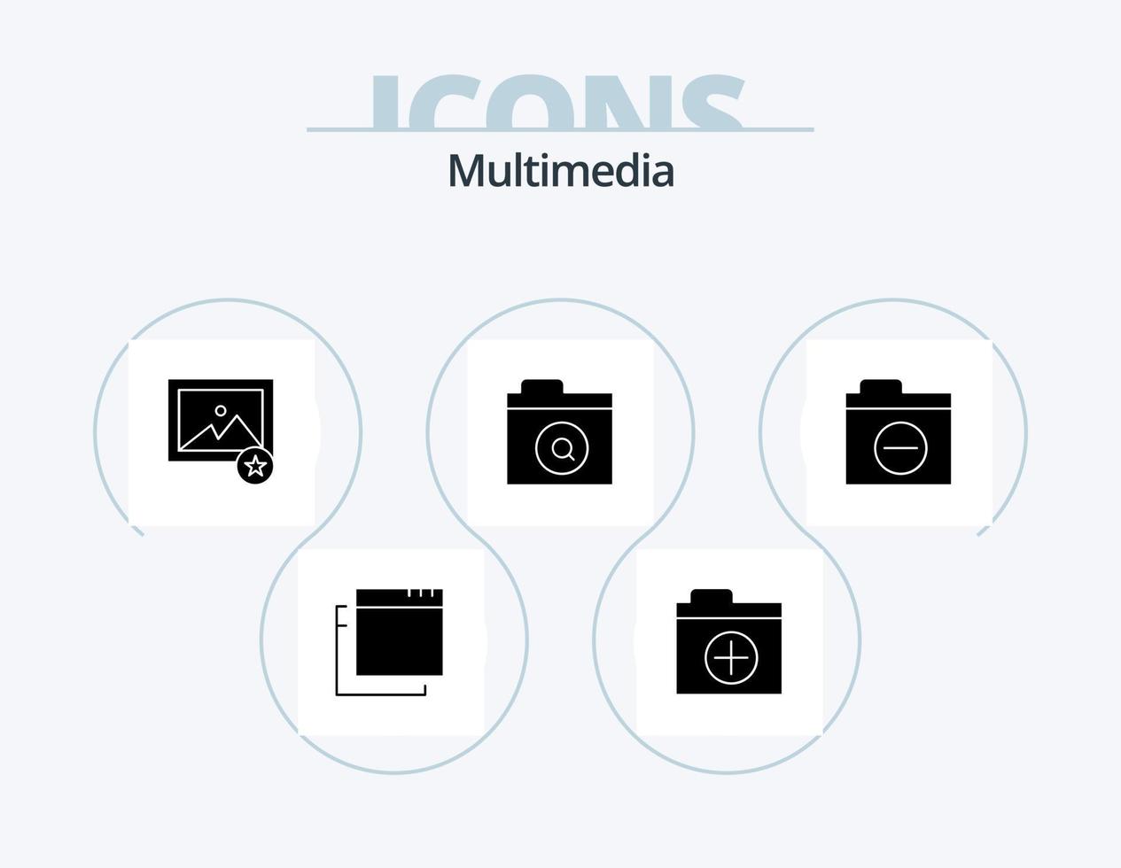 pacote de ícones de glifos multimídia 5 design de ícones. . . procurar. erro. negativo vetor