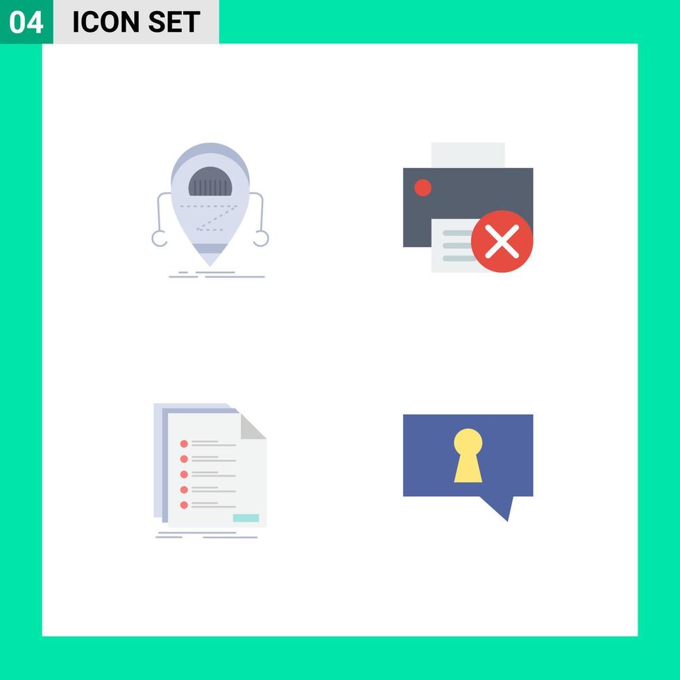 4 conceito de ícone plano para sites móveis e aplicativos android dispositivos de robô de impressora arquivando elementos de design de vetores editáveis