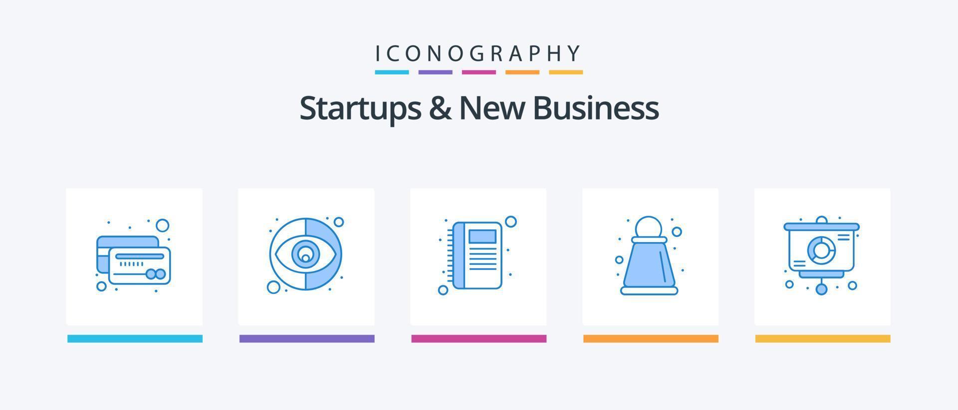 startups e novo pacote de ícones azul 5 de negócios, incluindo . gráfico. Contatos. análise. estratégia. design de ícones criativos vetor