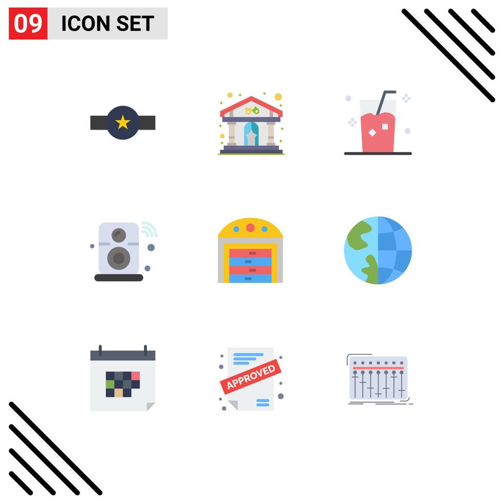 9 ícones criativos sinais e símbolos modernos de iot internet building speaker juice editable vector design elements