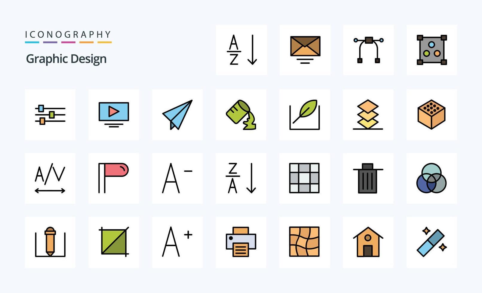 pacote de ícones de estilo cheio de 25 linhas de design vetor