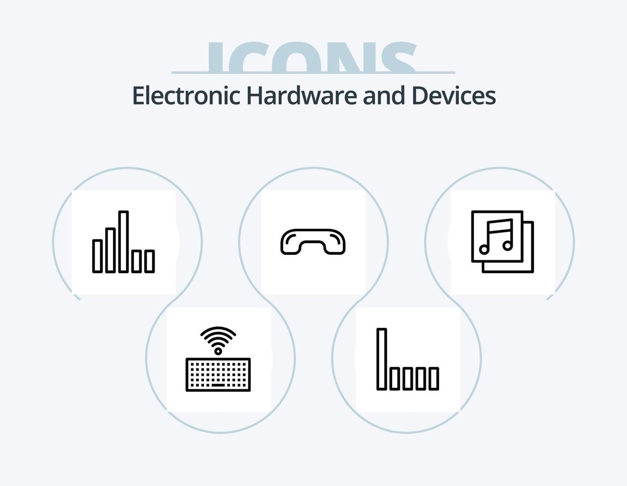 design de ícone do pacote de 5 ícones de linha de dispositivos. . voz. . música vetor