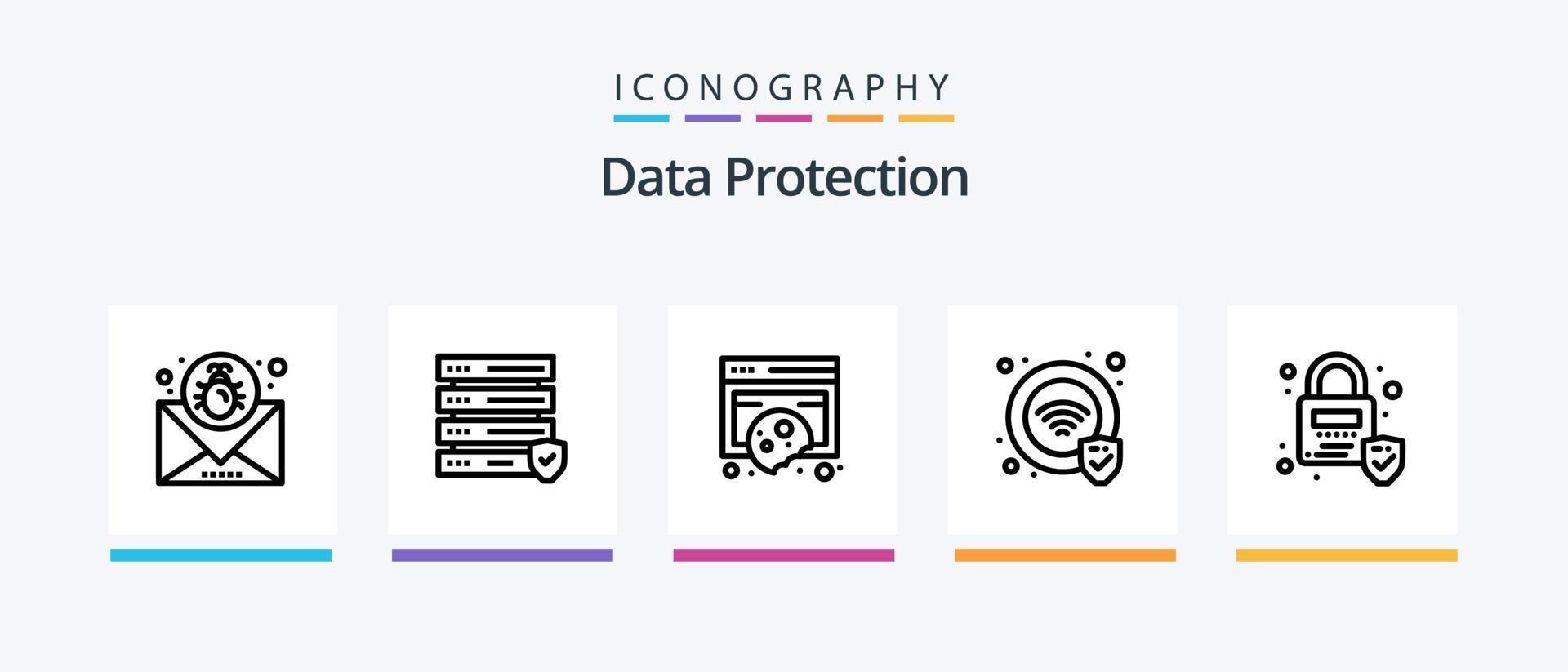 pacote de ícones da linha 5 de proteção de dados, incluindo segurança. fogo. dados. segurança. nuvem. design de ícones criativos vetor