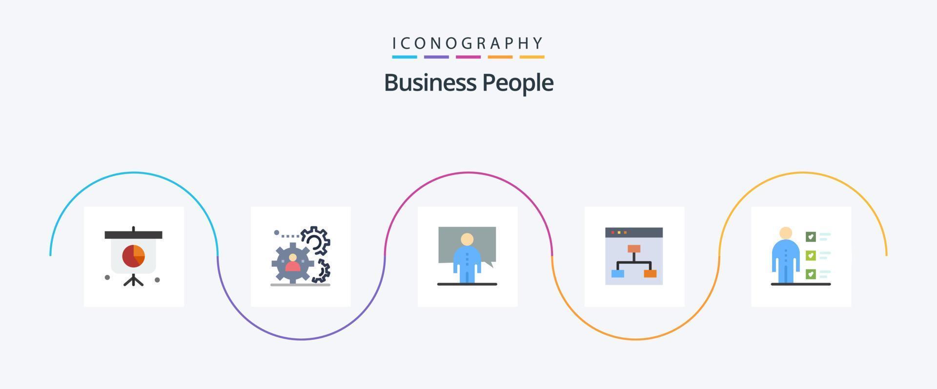 pessoas de negócios flat 5 icon pack incluindo equipe. grupo. comunicação. o negócio. apresentação vetor
