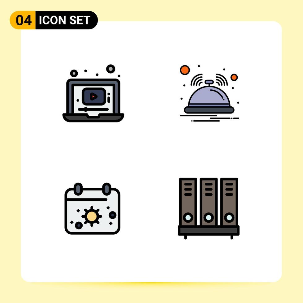 pacote de ícones vetoriais de estoque de 4 sinais e símbolos de linha para notificação de música de calendário de laptop sol editável elementos de design vetorial vetor