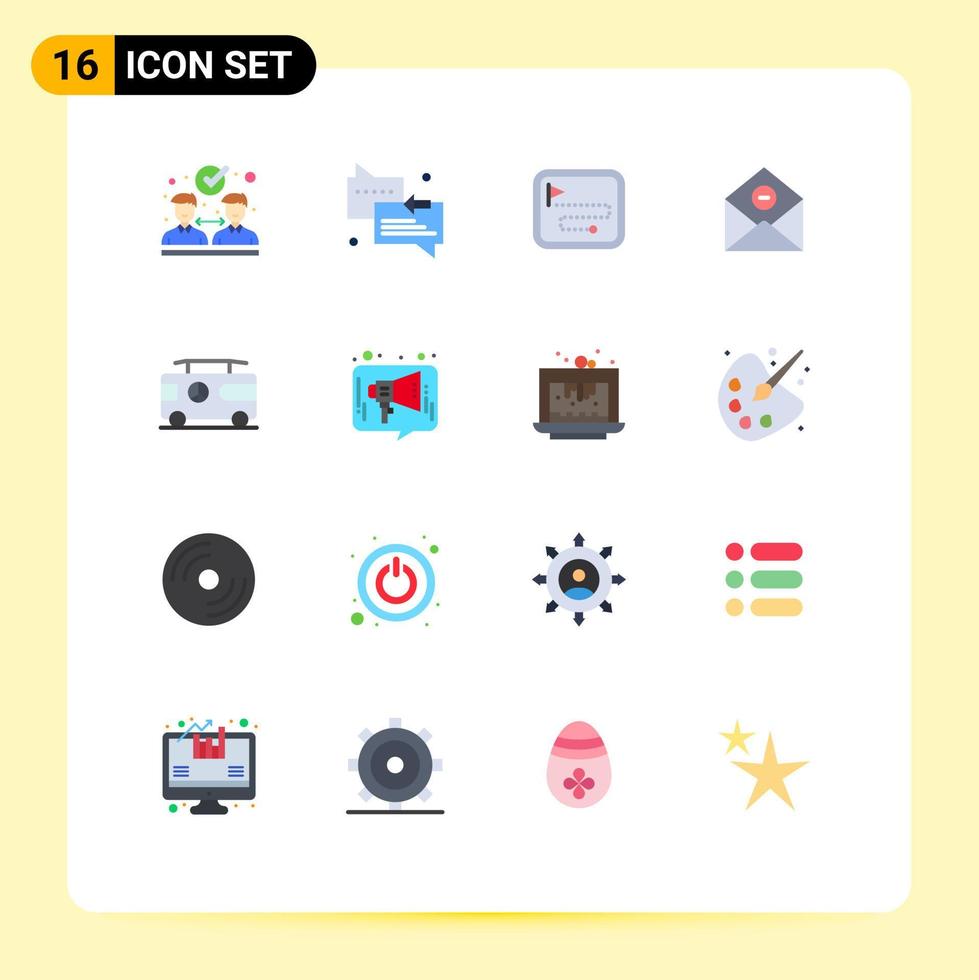 grupo de 16 cores planas modernas definidas para correio de ponto de e-mail hippie excluir pacote editável de elementos de design de vetores criativos