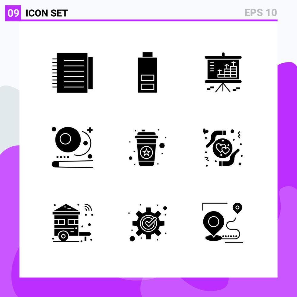 9 interface do usuário pacote de glifos sólidos de sinais e símbolos modernos de gráfico de esportes de chá sinuca bilhar elementos de design vetorial editáveis vetor