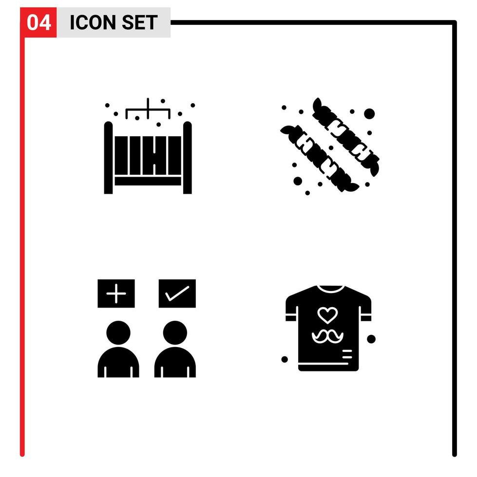 conjunto de 4 pacotes de glifos sólidos comerciais para respostas de acampamento de carrapatos em casa elementos de design de vetores editáveis do pai