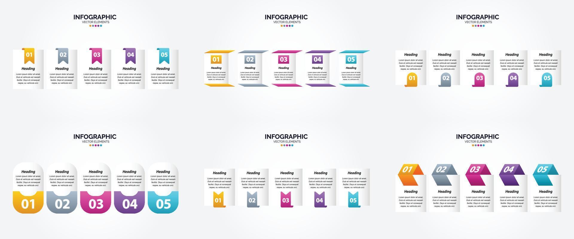 conjunto de design plano de infográficos de ilustração vetorial para folheto publicitário e revista vetor