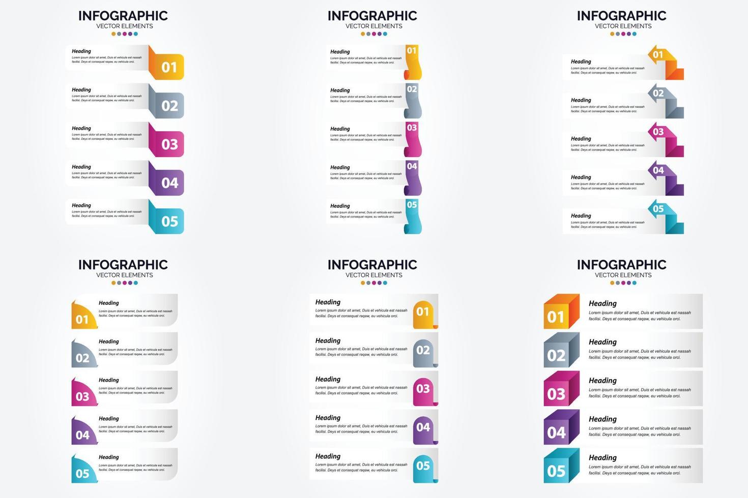 conjunto de design plano de infográficos de ilustração vetorial para folheto publicitário e revista vetor