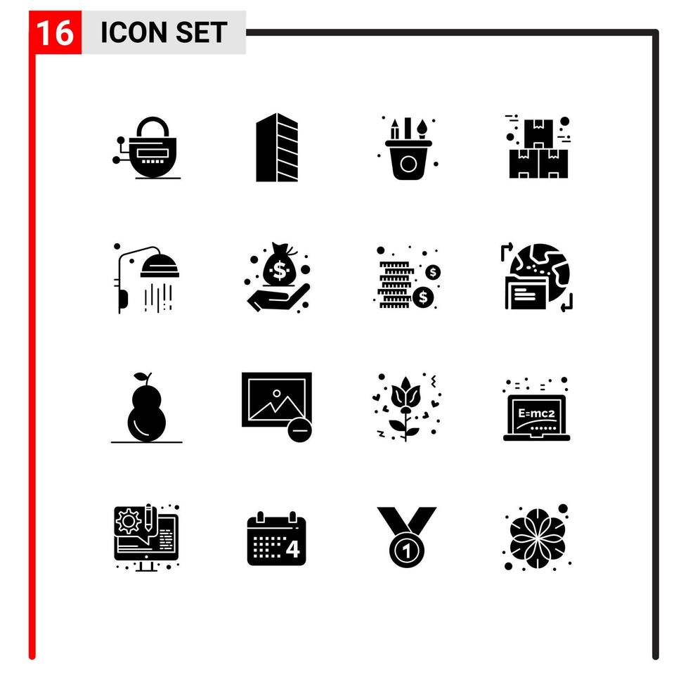 conjunto de 16 sinais de símbolos de ícones de interface do usuário modernos para elementos de design de vetores editáveis de bens imobiliários da indústria de produção