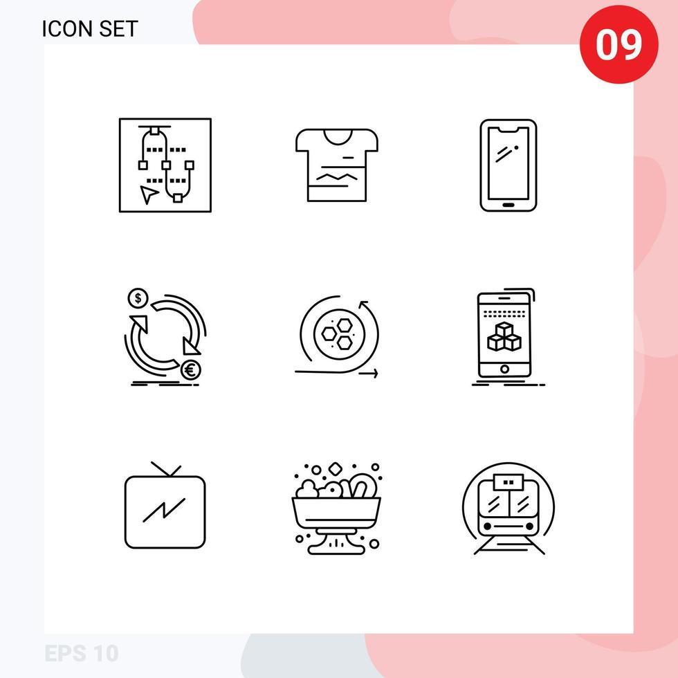 9 ícones criativos, sinais modernos e símbolos de dinheiro, moeda, uniforme, troca, elementos de design de vetor editável android