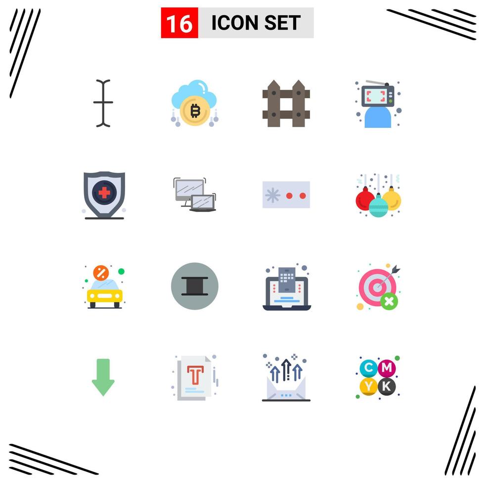 Pacote de cores planas de 16 interfaces de usuário de sinais e símbolos modernos de proteção pessoal jardim online clique em pacote editável de elementos de design de vetores criativos